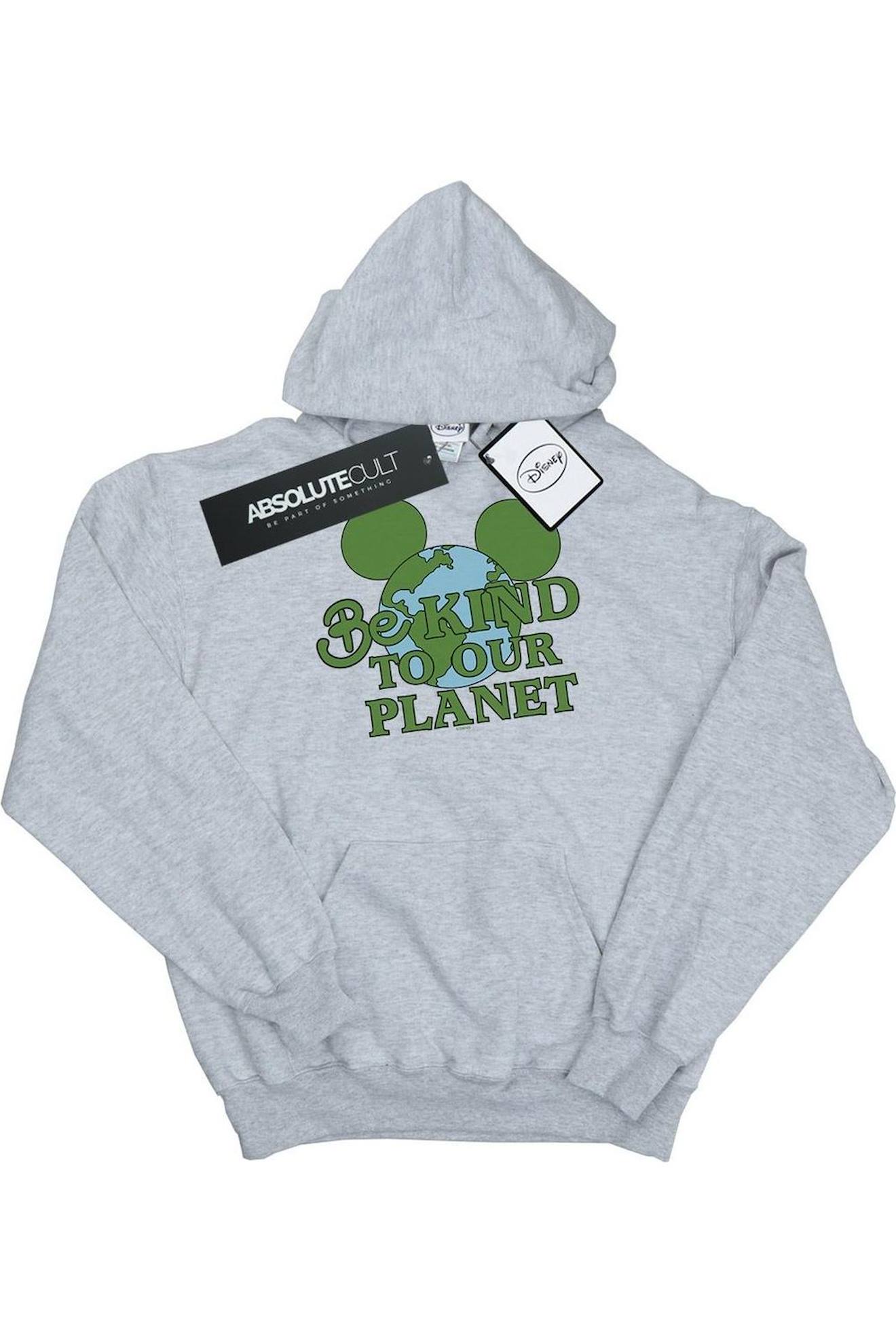 Sweat À Capuche Coton Disney Be Kind Gris Chiné