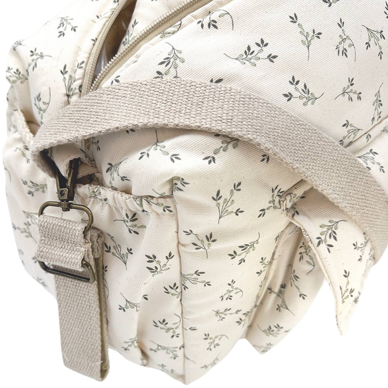 Sac À Langer Camila Olive Bloom Canvas Ecru, Vert (Babyshower) - Image 1