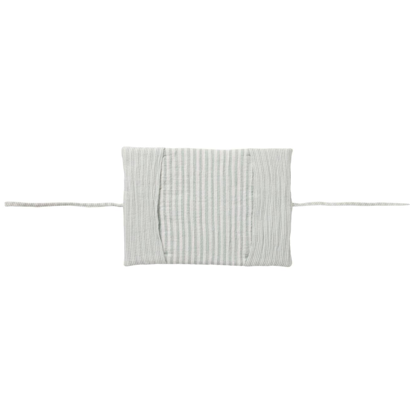 Protège-carnet De Santé Gaze De Coton Rayé Vert De Gris Vert De Gris, Blanc (Bb&Co) - Image 1