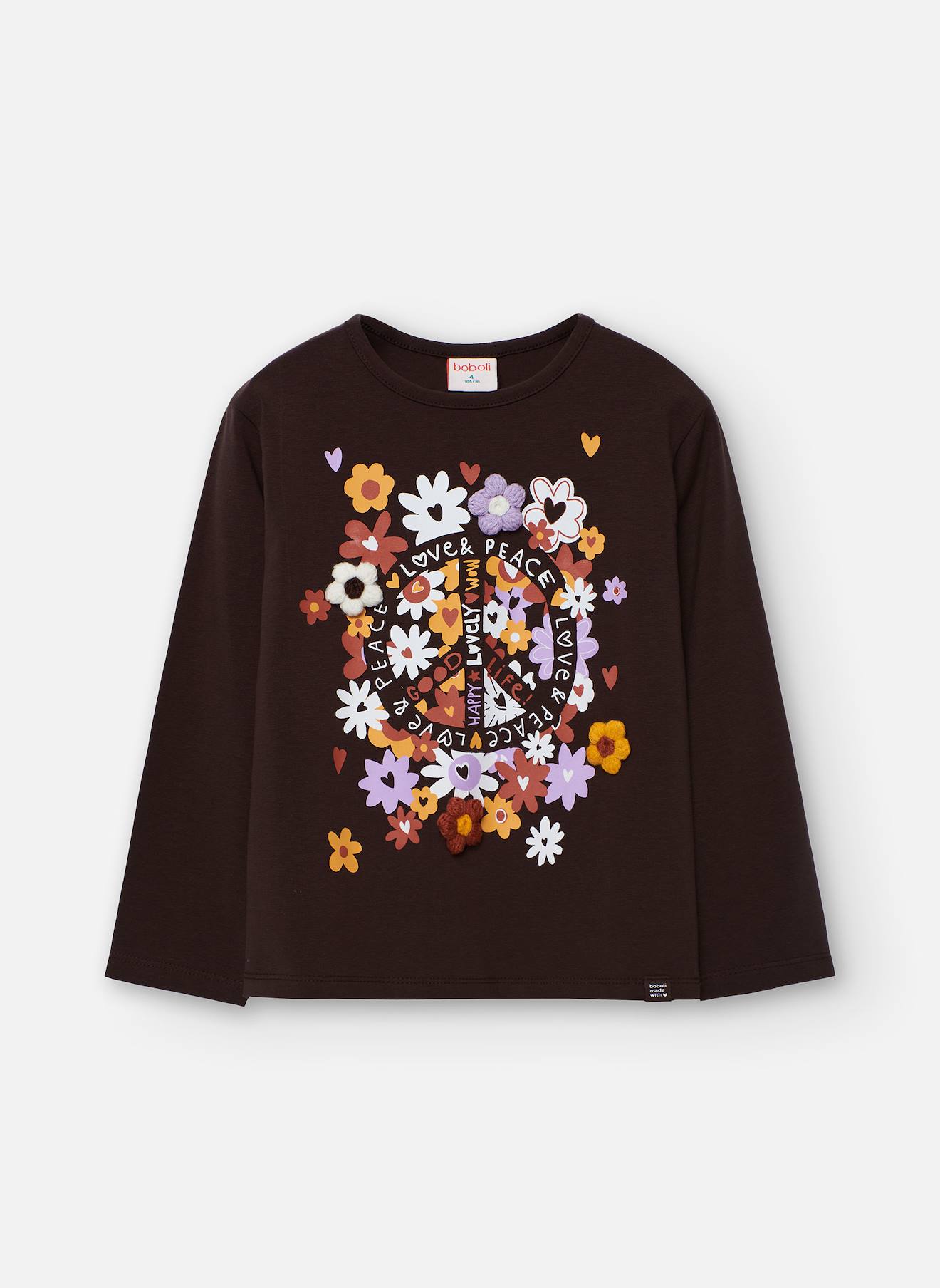 T-shirt En Maille À Fleurs Pour Fille Marron