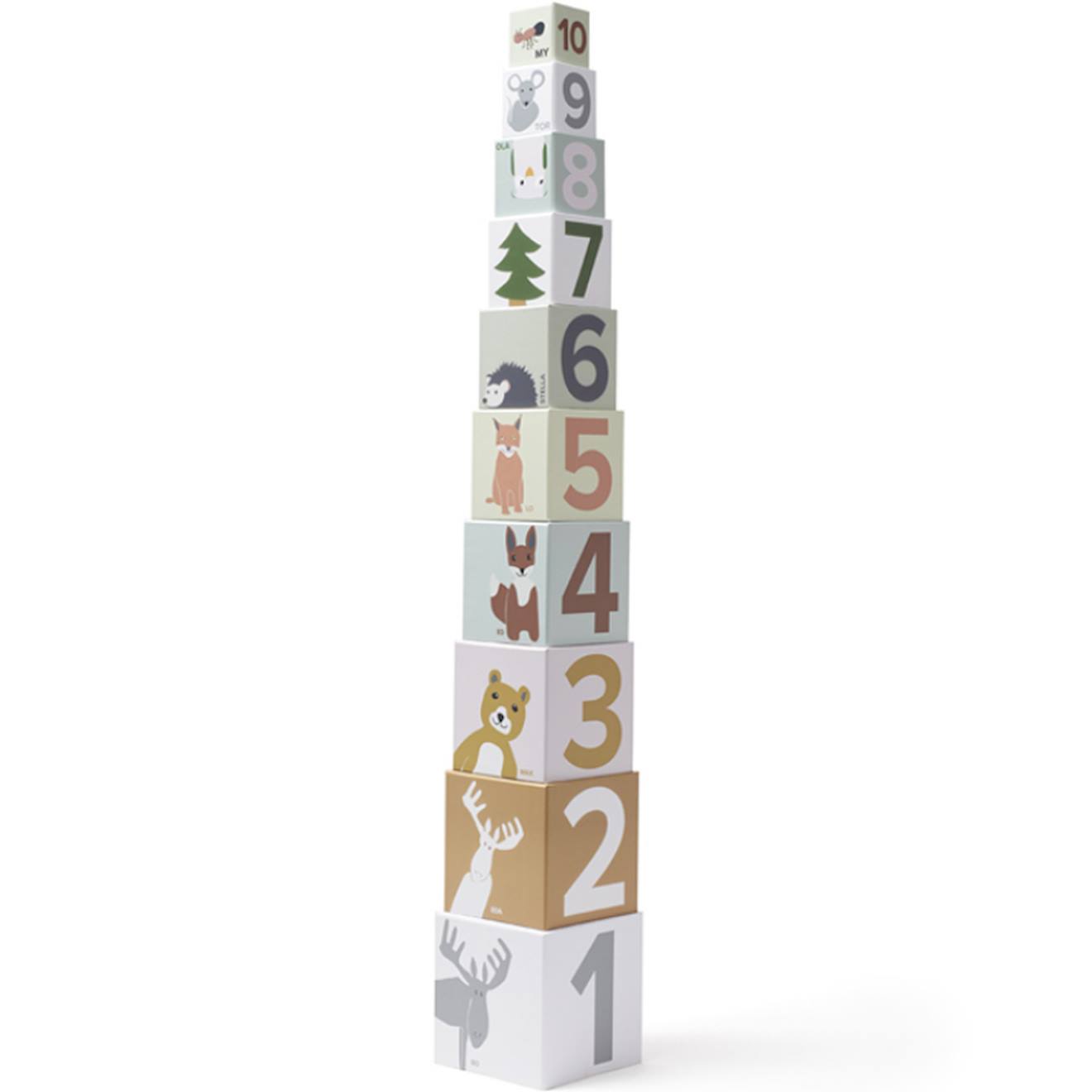 Cubes Empilables Edvin (10 Pièces) Blanc, Marron, Vert (Kid's Concept) - Image 1