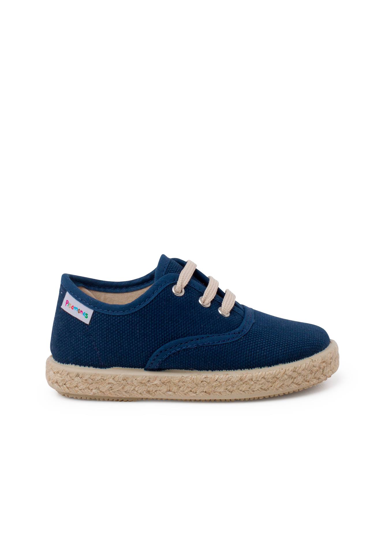Baskets En Toile Lacets Semelle Espadrille Bleu