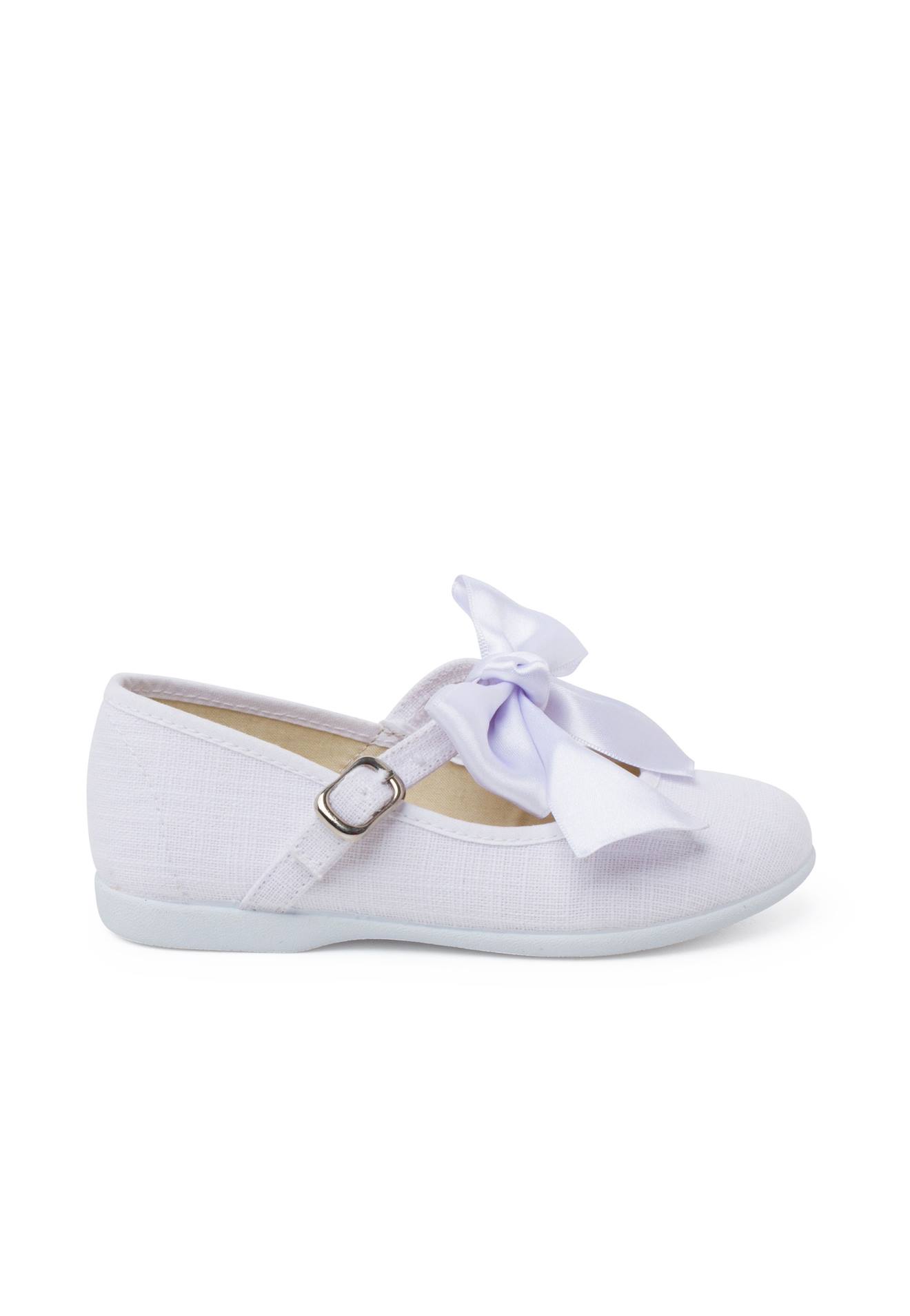 Chaussures Babies Cérémonie Toile Nœud Satin Blanc