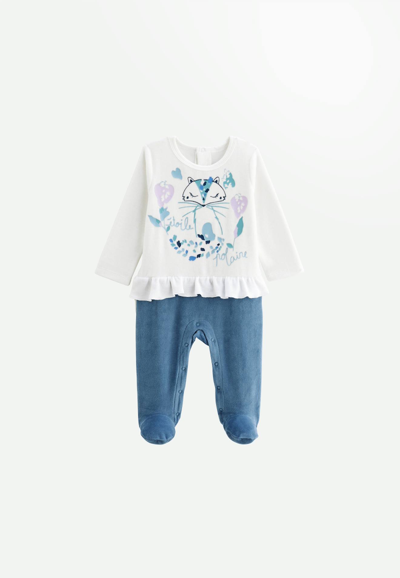 Pyjama Bébé En Velours Polarmoon Bleu