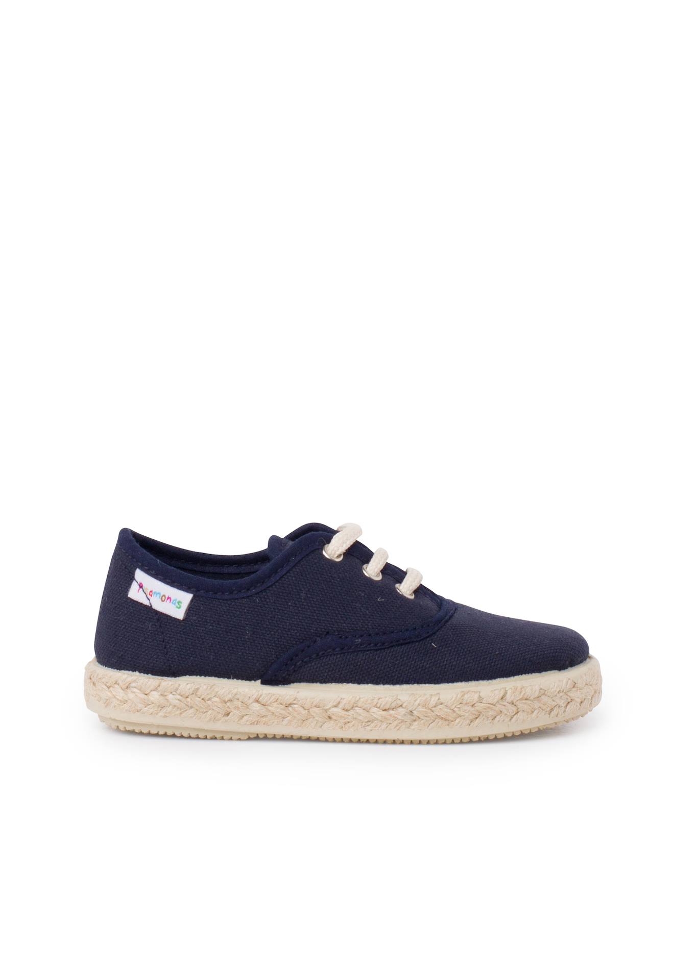 Baskets En Toile Lacets Semelle Espadrille Bleu Marine