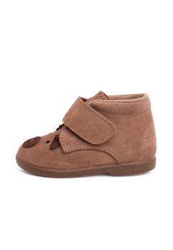 Chaussures-Bottines en daim avec fermeture adhérente