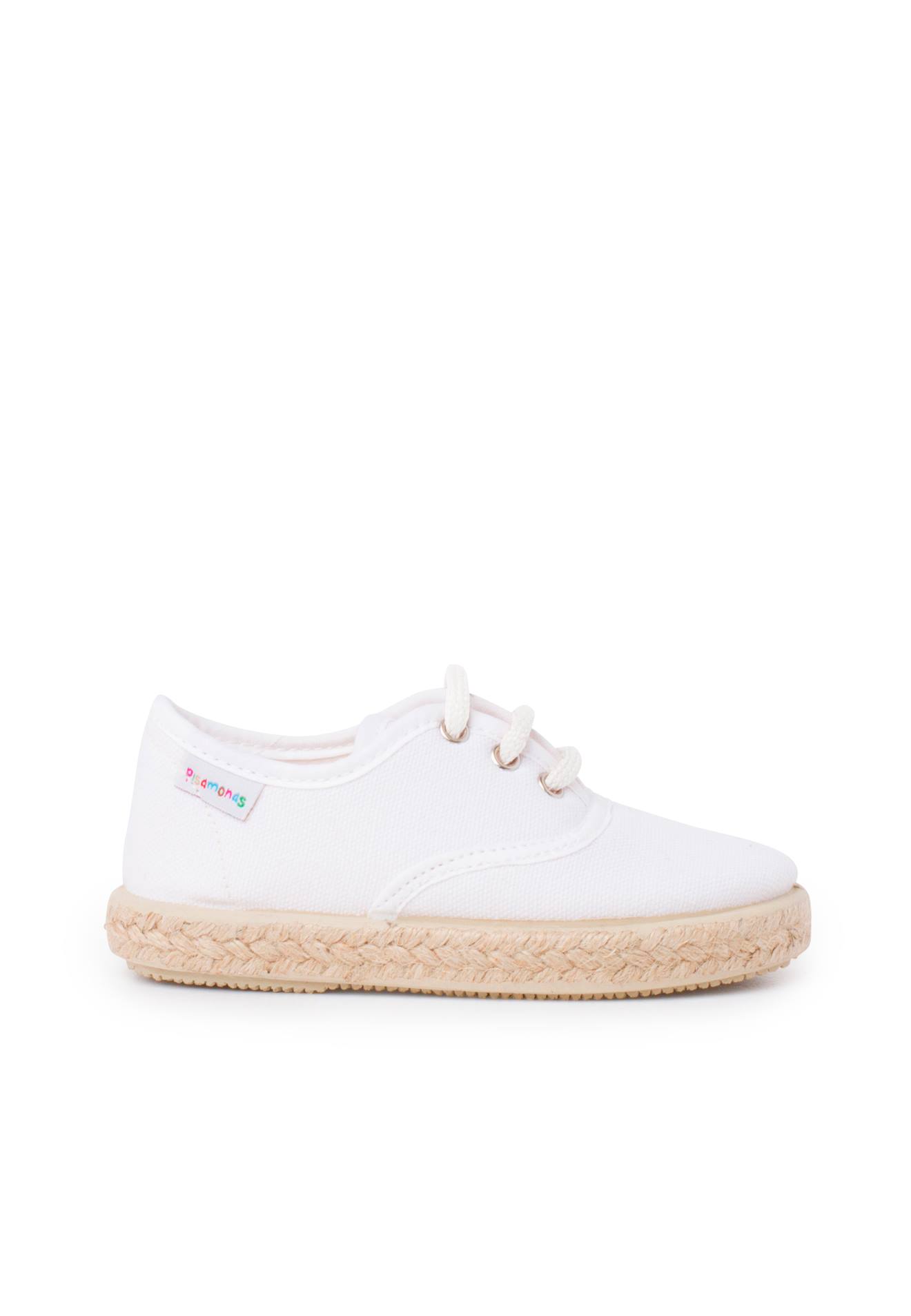 Baskets En Toile Lacets Semelle Espadrille Blanc