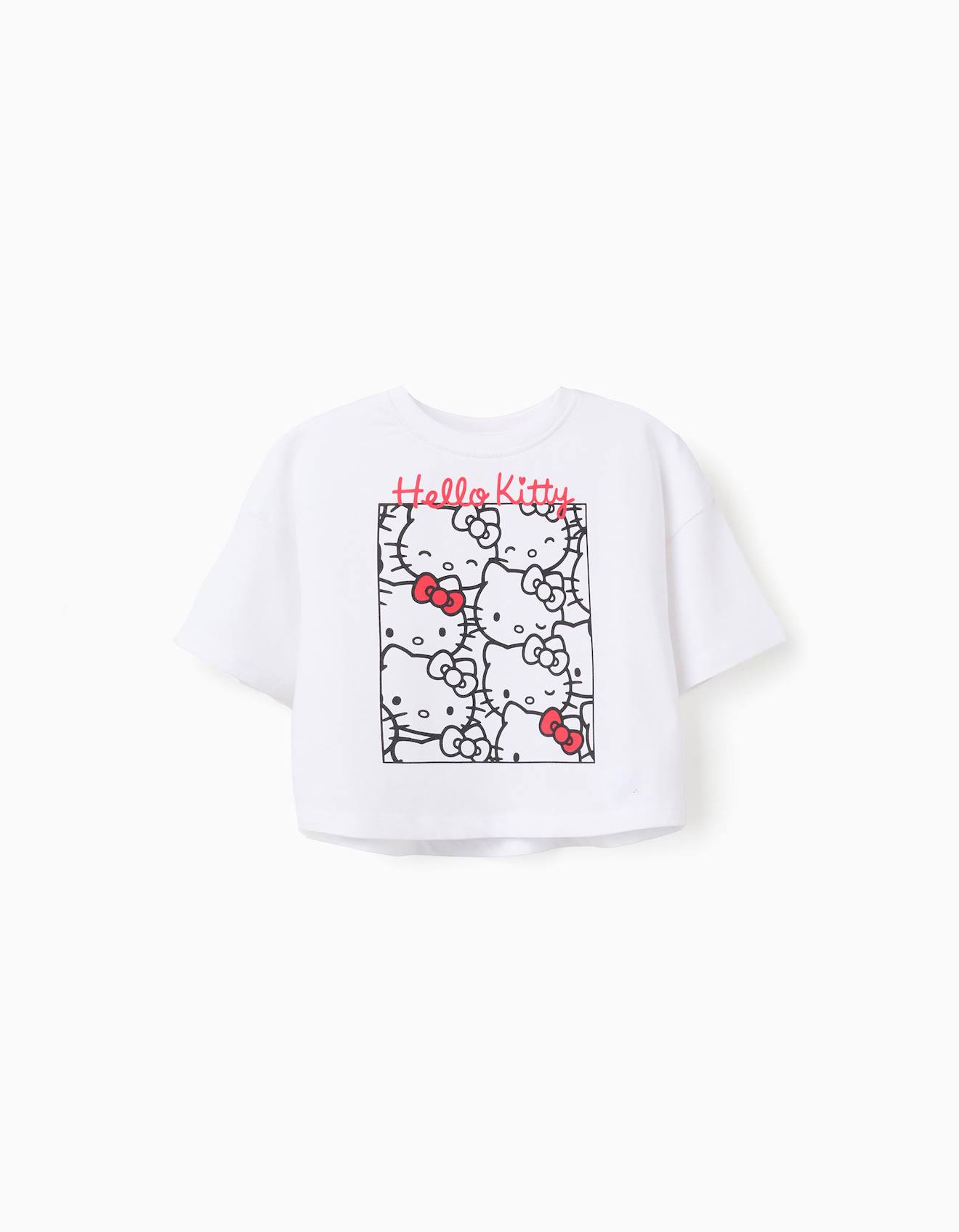 T-shirt Cropped En Coton Hello Kitty Blanc