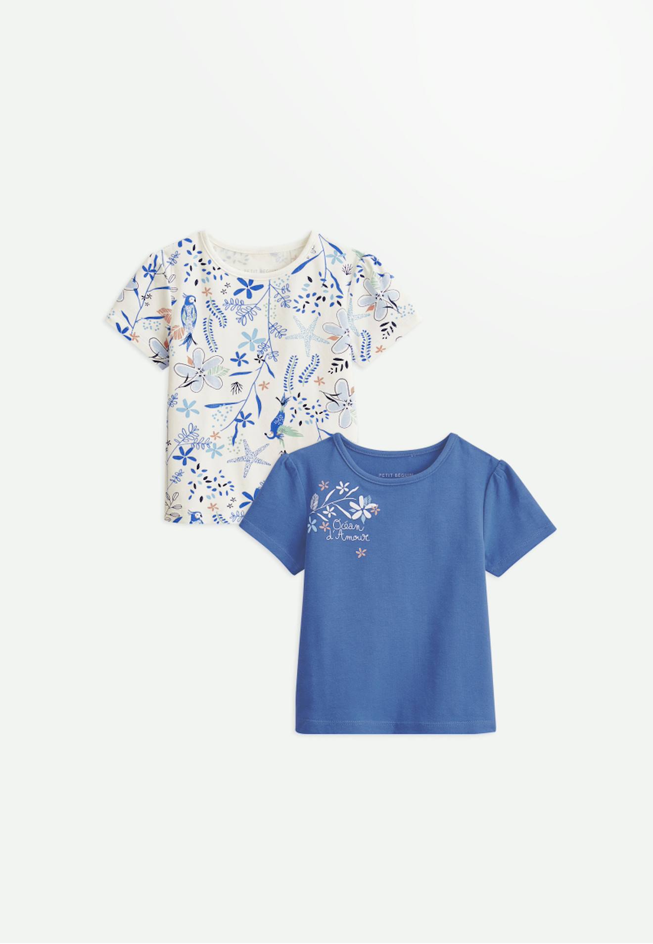 Lot De 2 T-shirts Bébé Manches Courtes Océan D'amour Bleu