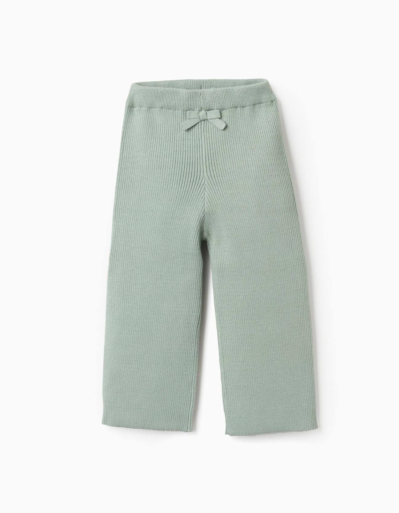Pantalon Large Côtelé Avec Nœud Vert