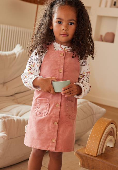 Bébé-Robe bébé en velours côtelé rosa