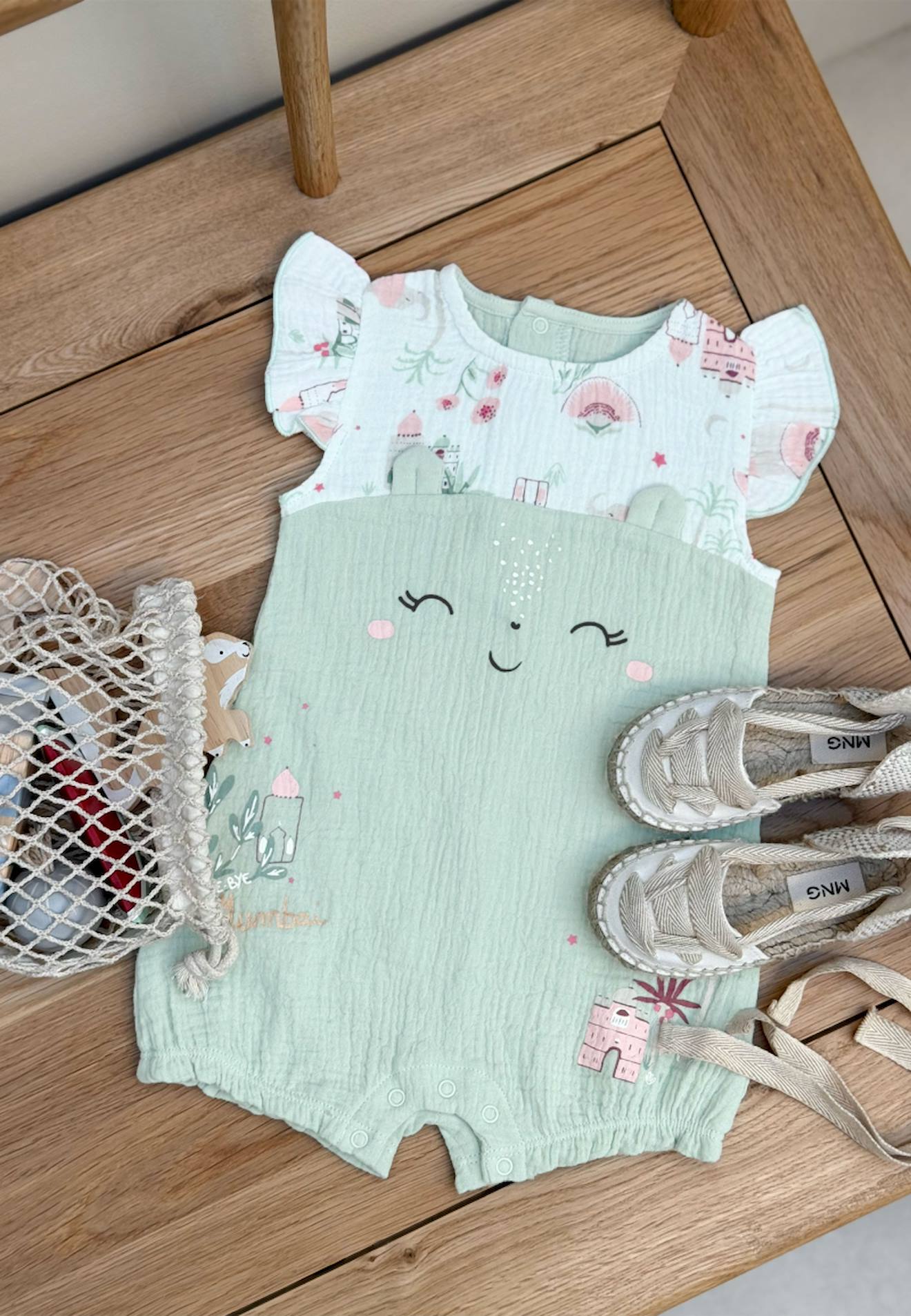 Barboteuse Bébé En Gaze De Coton Arya Ecru