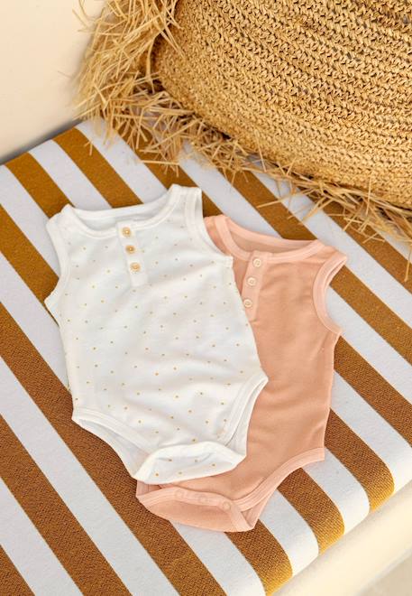 Bébé-Lot de 2 bodies bébé à bretelles en éponge bahamas