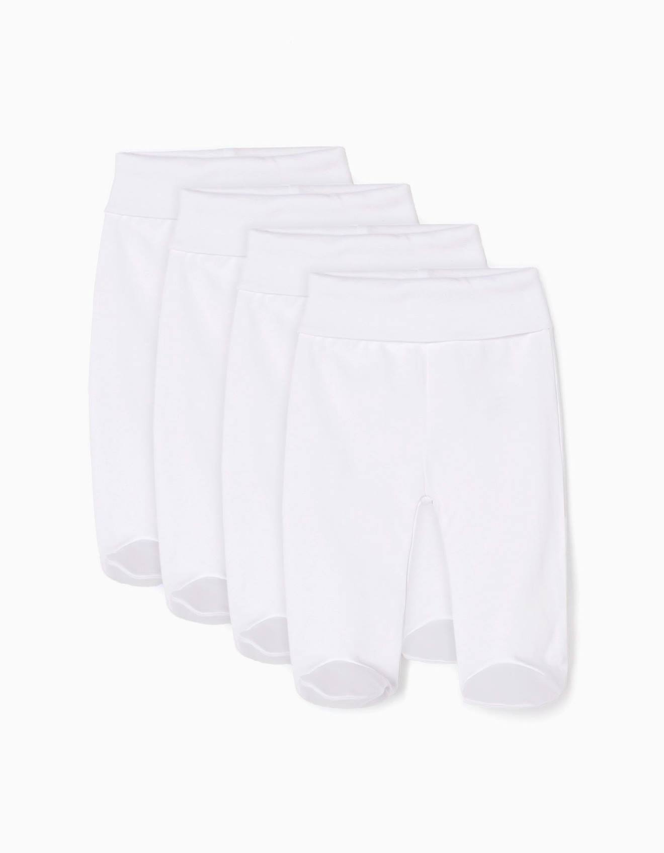 Lot De 4 Pantalons À Pieds En Coton Blanc