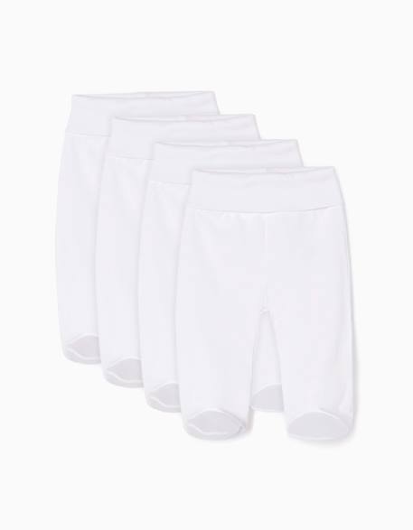 Bébé-Lot de 4 pantalons à pieds en coton