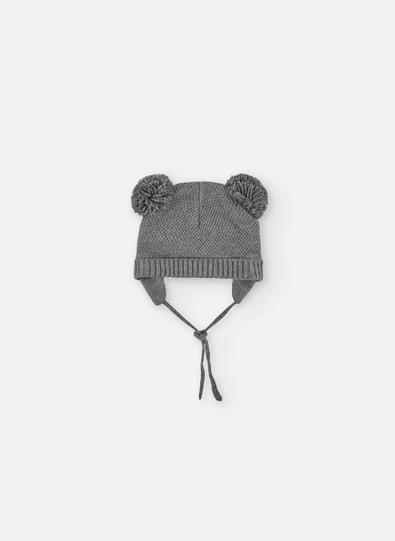 Bonnet Pour Bébé Avec Des Pompons Gris