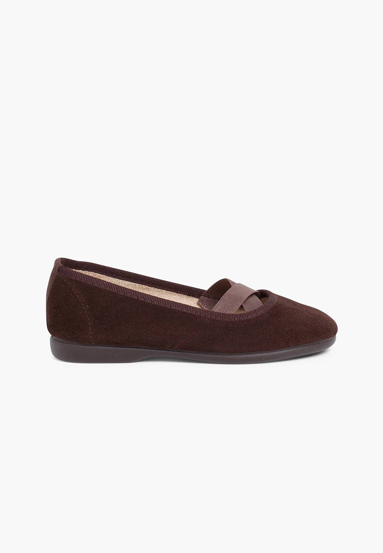 Ballerines Fille Ruban Croisé Style Ballet Marron