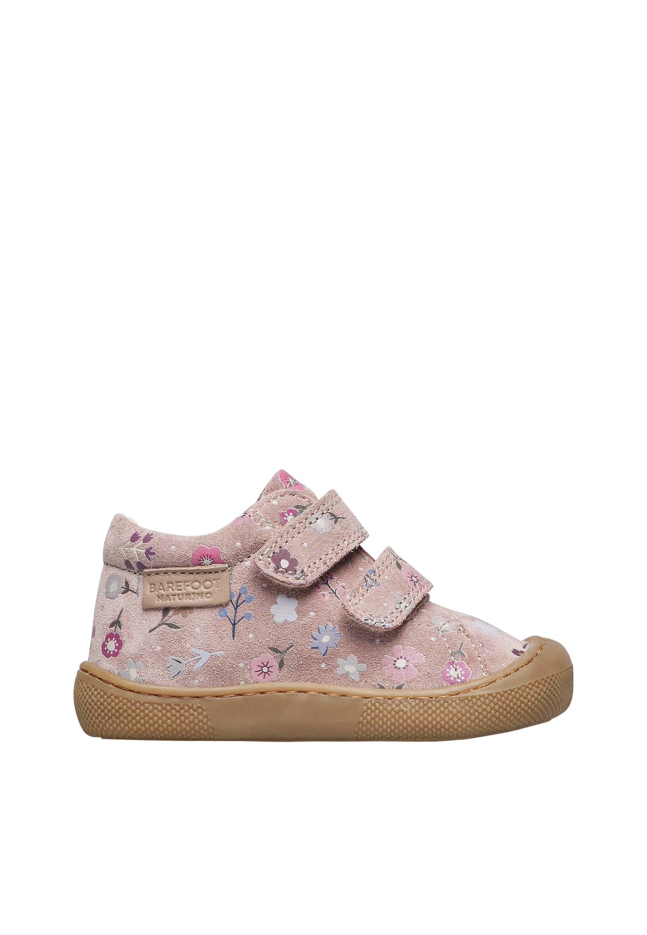 Chaussures Barefoot En Suède Avec Imprimé Fleurs Barefoot Amur Vl Rose-