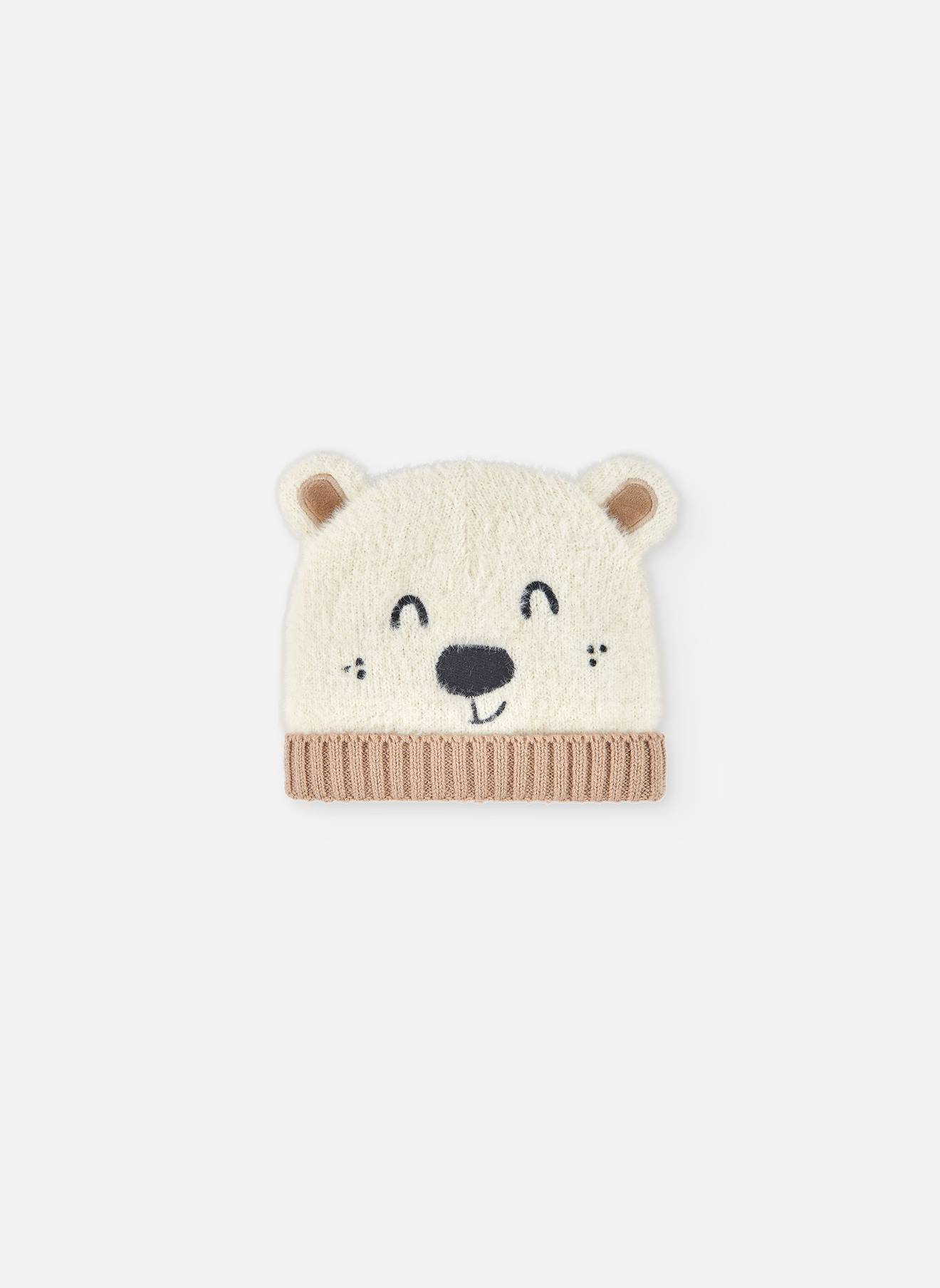 Bonnet Bébé Imprimé Ours Blanc