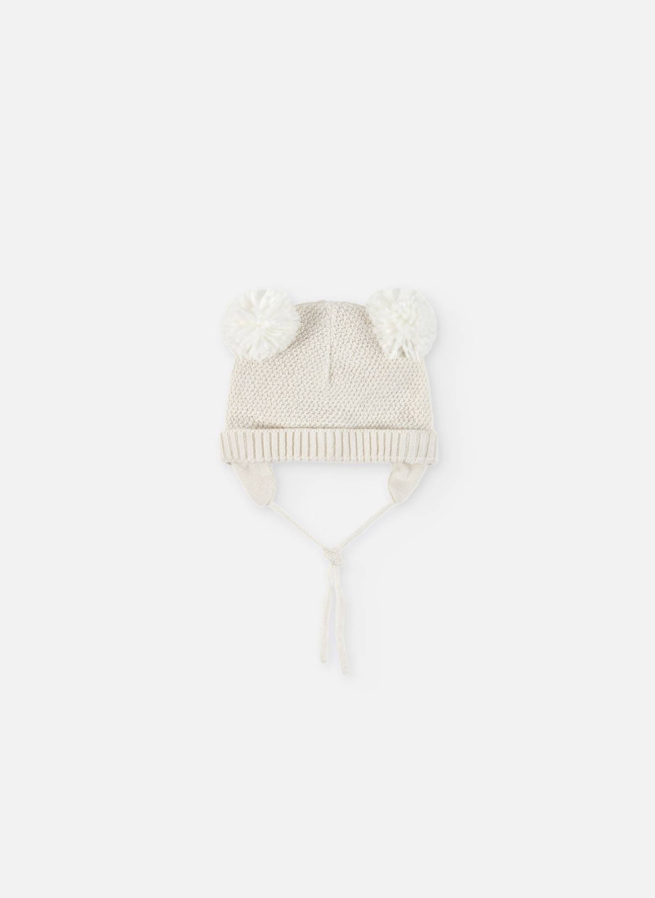 Bonnet Bébé Avec Pompons Blanc