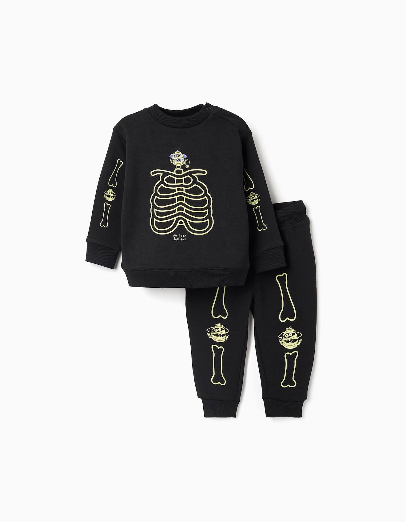 Ensemble En Coton Peigné Qui Brille Dans Le Noir Noir