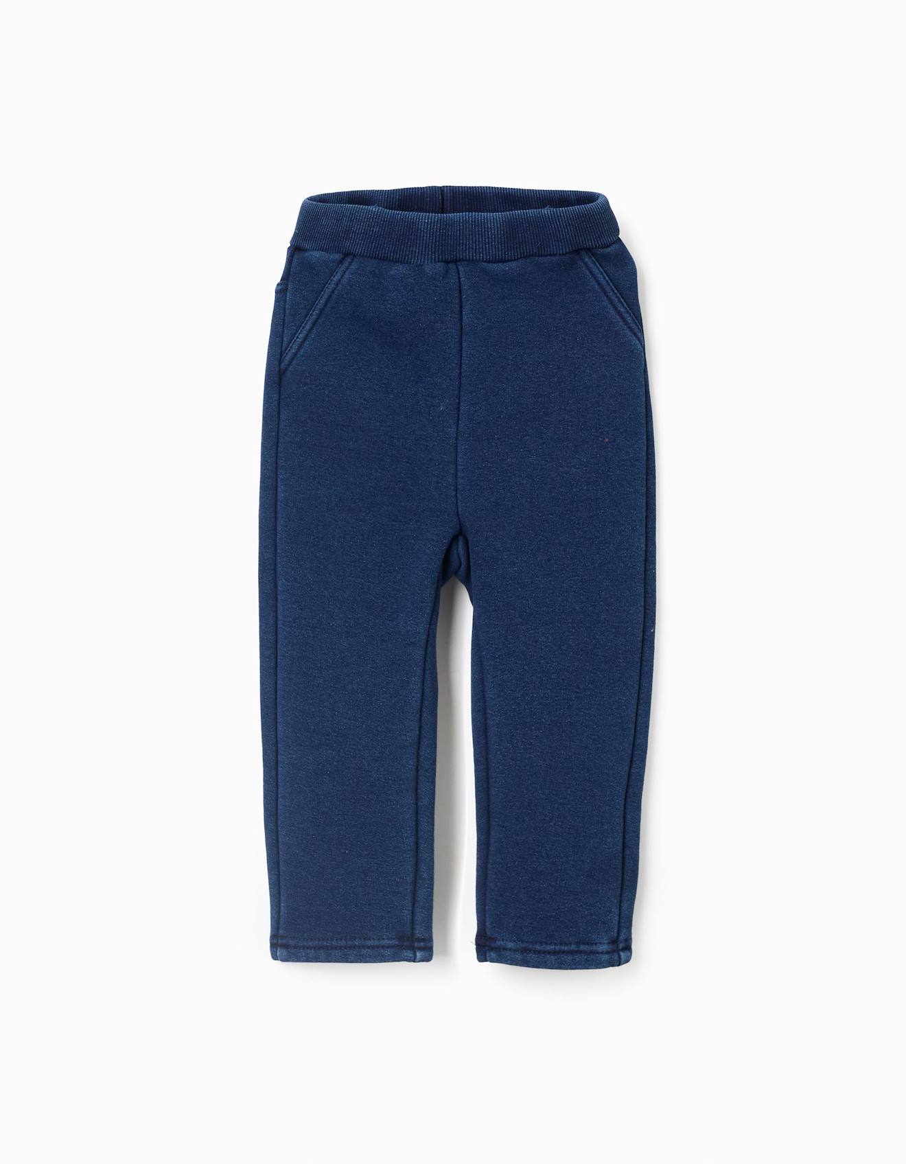 Jegging En Coton Peigné Avec Taille Flexible Bleu