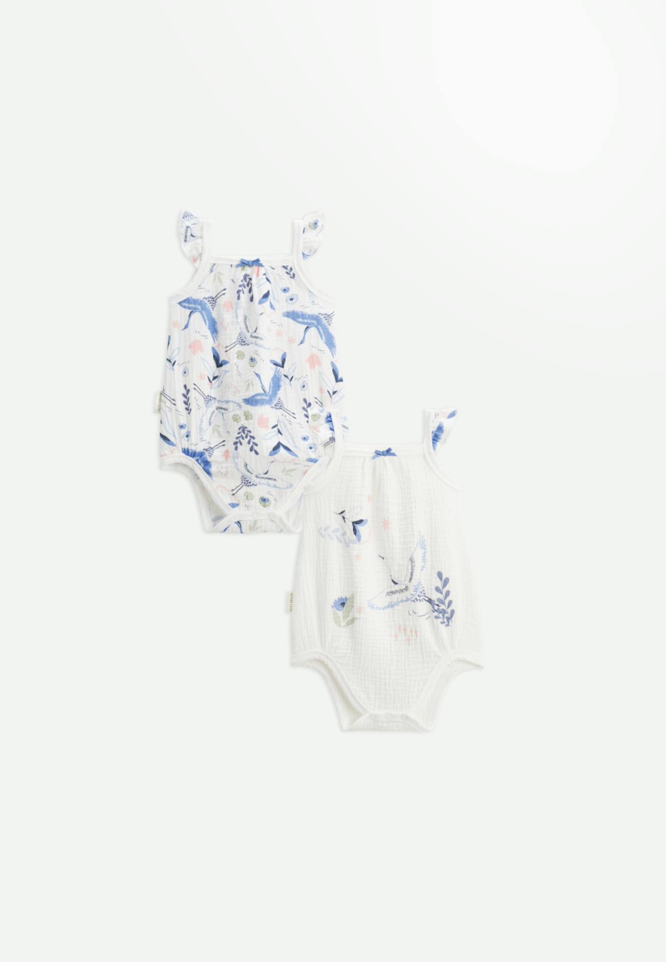 Lot De 2 Bodies Bébé À Bretelles En Gaze De Coton Tiana Ecru