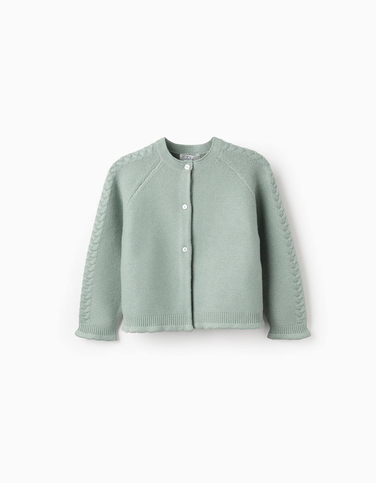 Cardigan À Col Rond Avec Détail À Torsades Vert