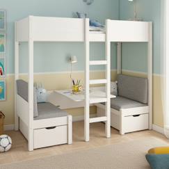 Lit mezzanine avec banquette lit d'appoint pin massif  leopold  - vertbaudet enfant