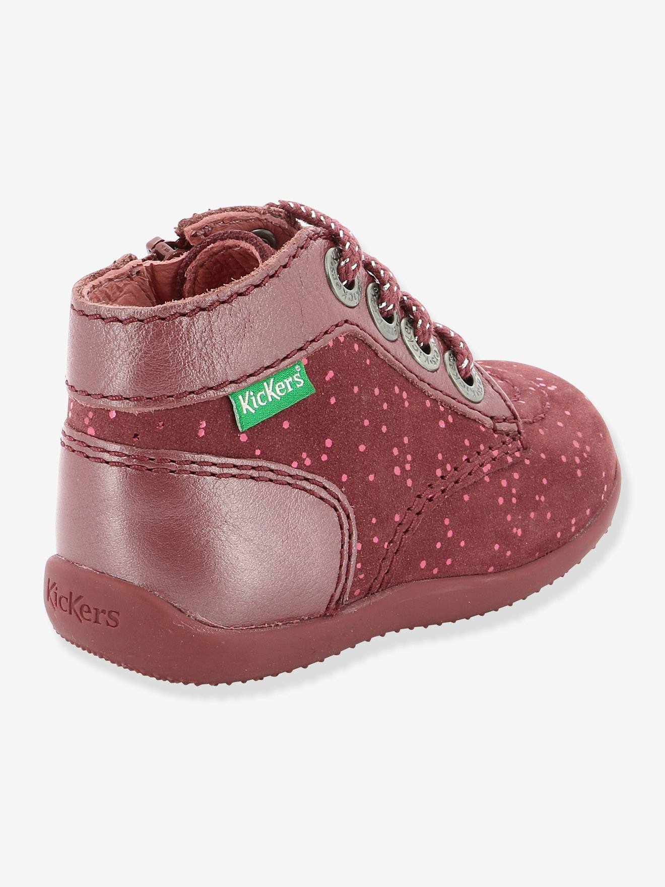 Bottillons Cuir Bebe Fille Bonzip Kickers 1ers Pas Rose Kickers