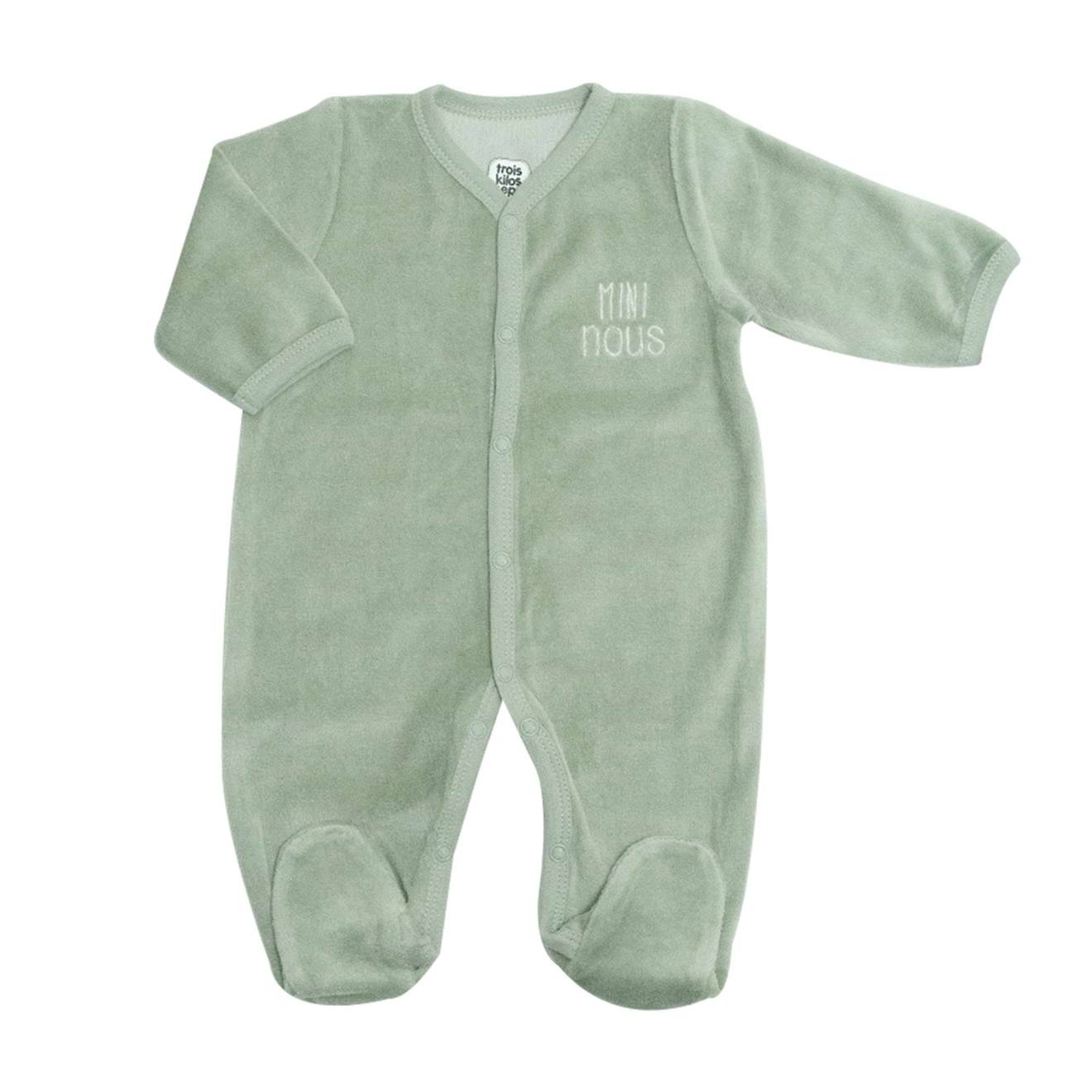 Pyjama naissance ouverture devant vert