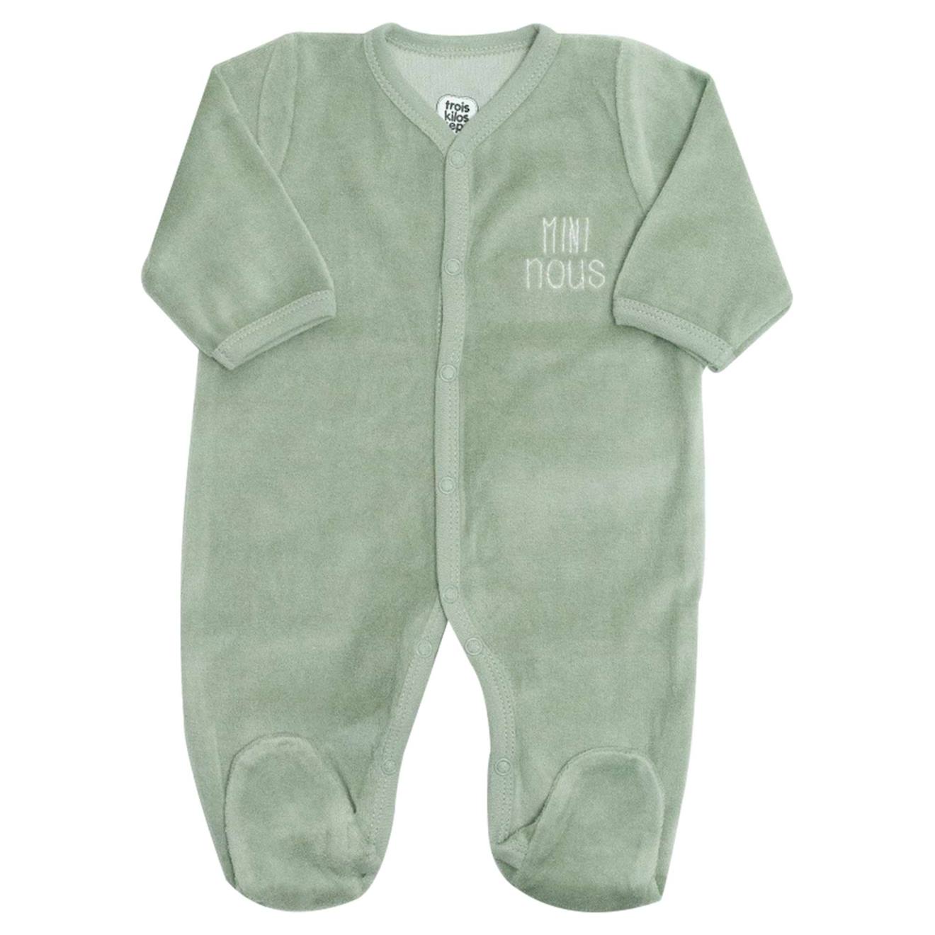 Pyjama Naissance Ouverture Devant Vert (Trois Kilos Sept) - Image 1