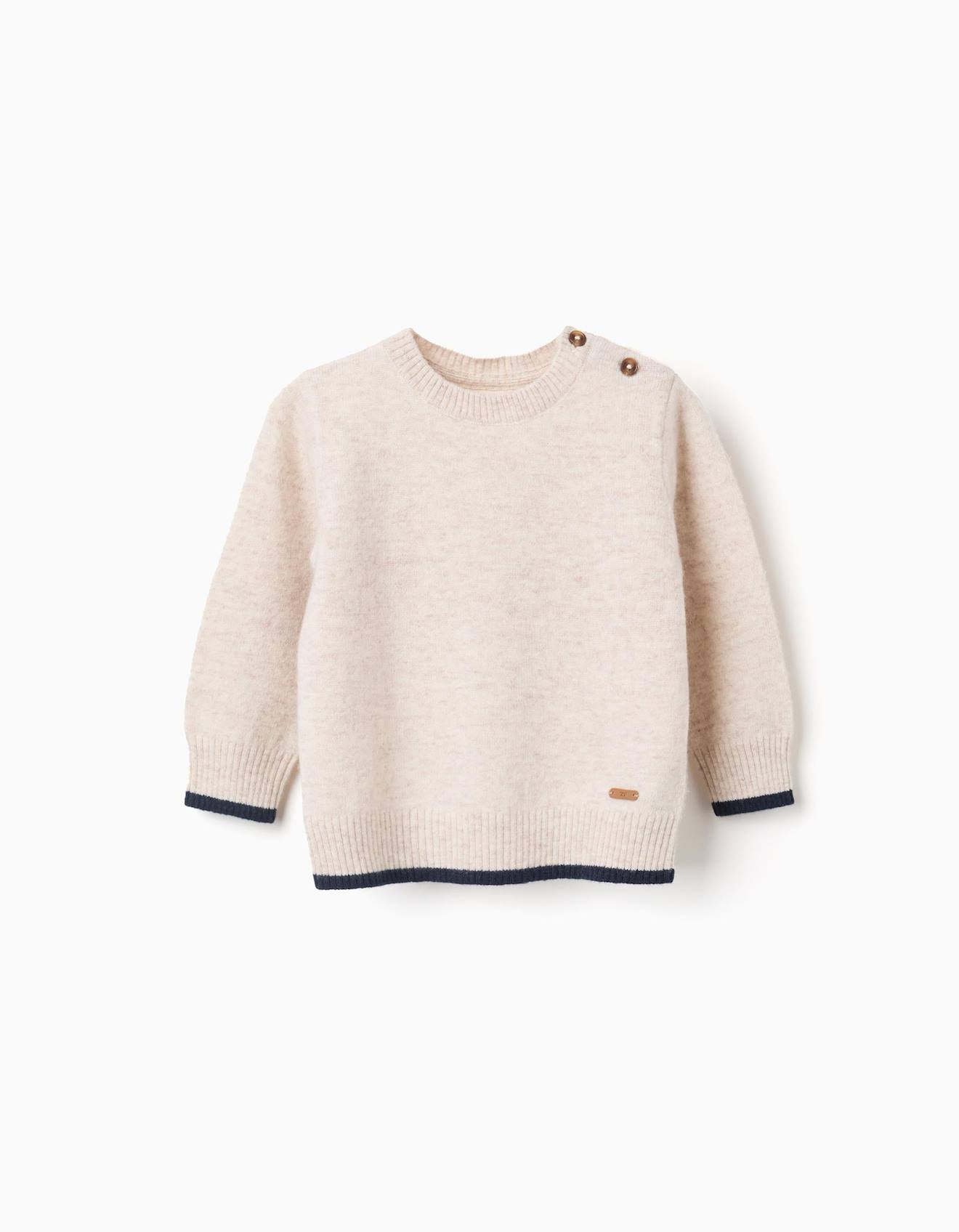 Pull En Maille De Laine Mélangée Beige