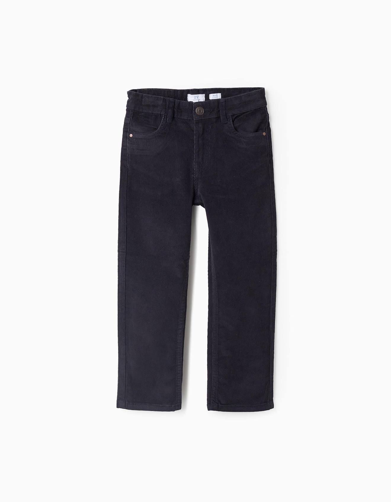 Pantalon En Velours Côtelé Slim Fit Bleu Foncé