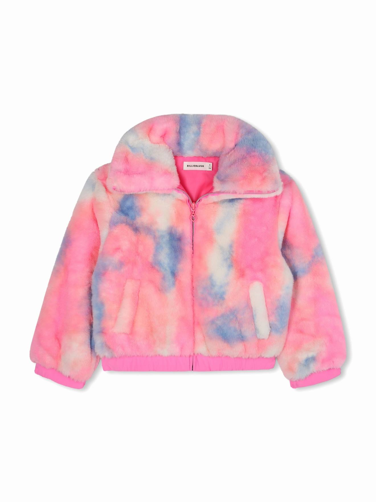 Blouson En Polaire Duveteuse Rose Flash