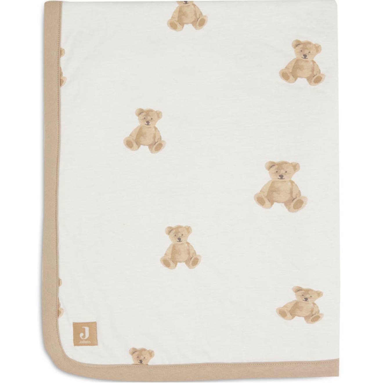 Couverture En Coton Bio Ours Teddy Bear (75 X 100 Cm) Blanc, Marron Clair (Jollein) - Image 1