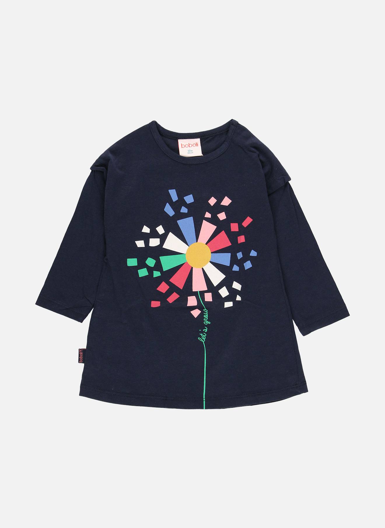 Robe En Tricot Avec Des Fleurs Bleu