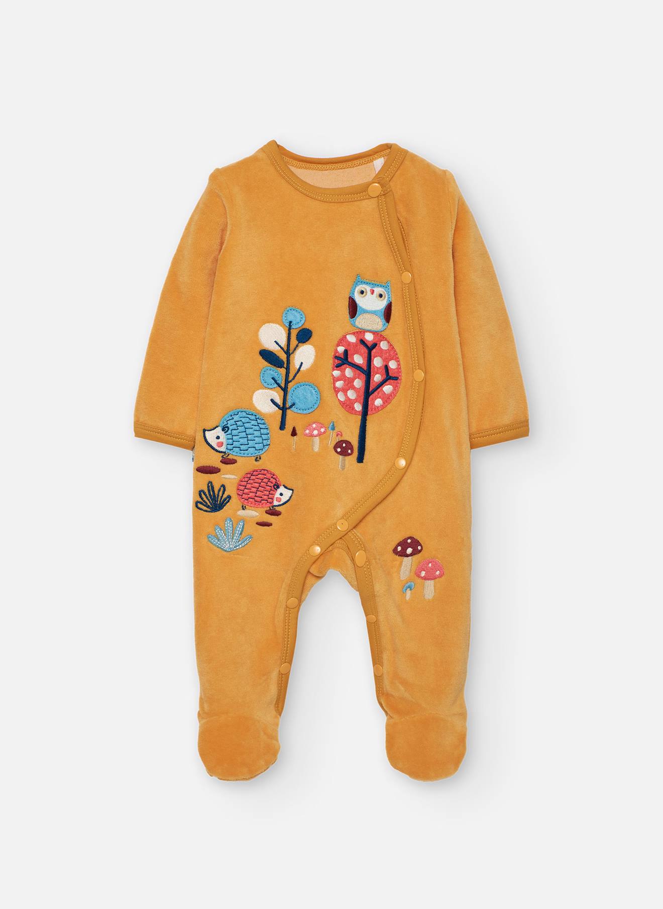 Pyjama Bébé En Velours Avec Des Animaux Jaune