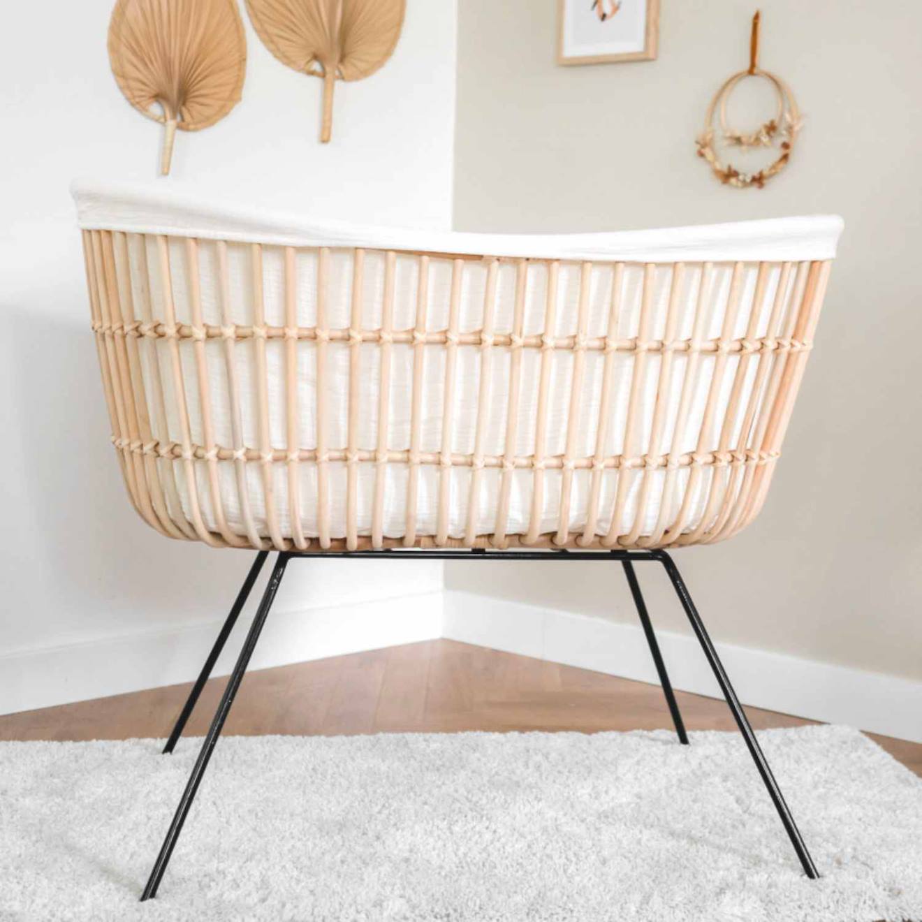 Berceau Rotin Pieds Métal - Java Rotin Blanchi (Saudara) - Image 1