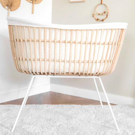 Saudara - Berceau Bébé En Rotin Et Pieds Métal - Java Rotin Blanchi