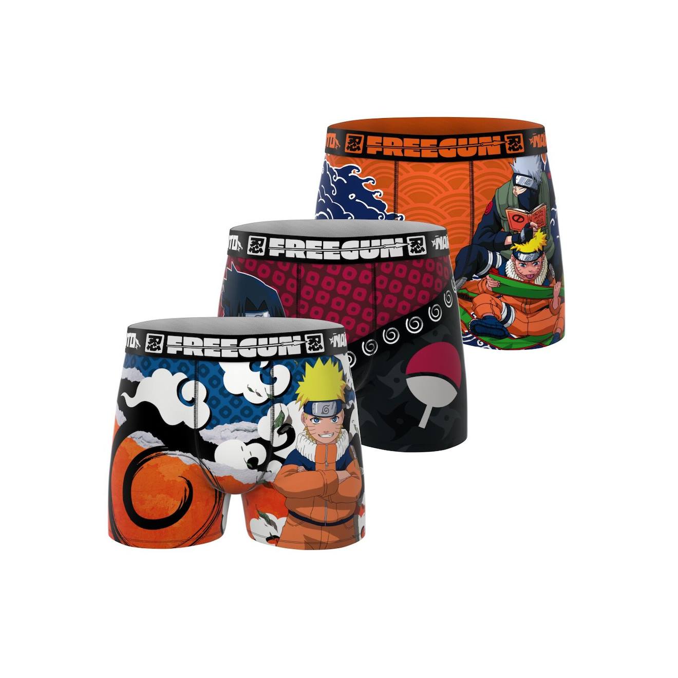 Lot De 3 Boxers Naruto Classic Orange/bleu/rouge/noir/bleu