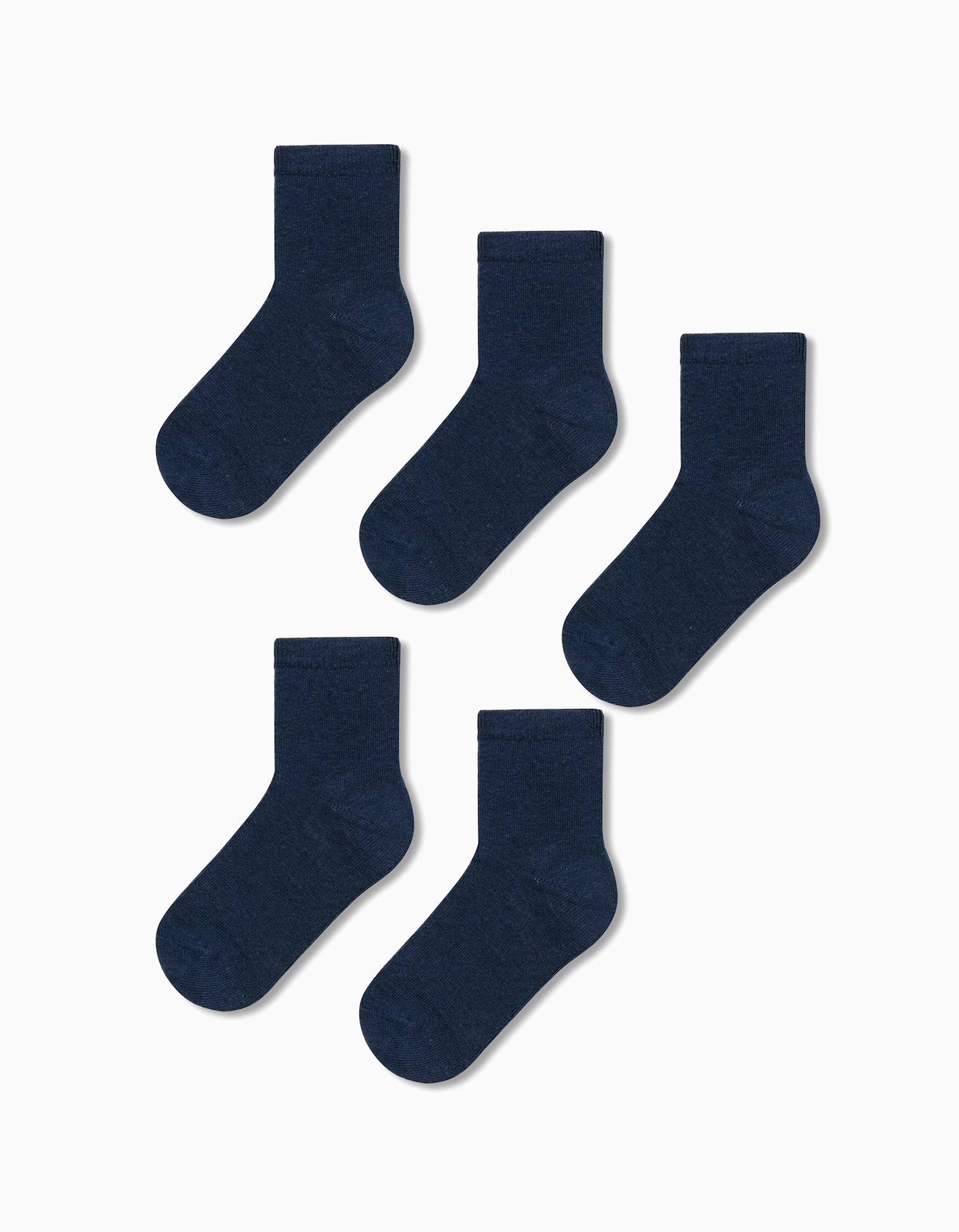 Pack 5 Paires De Chaussettes Unies Bleu Foncé