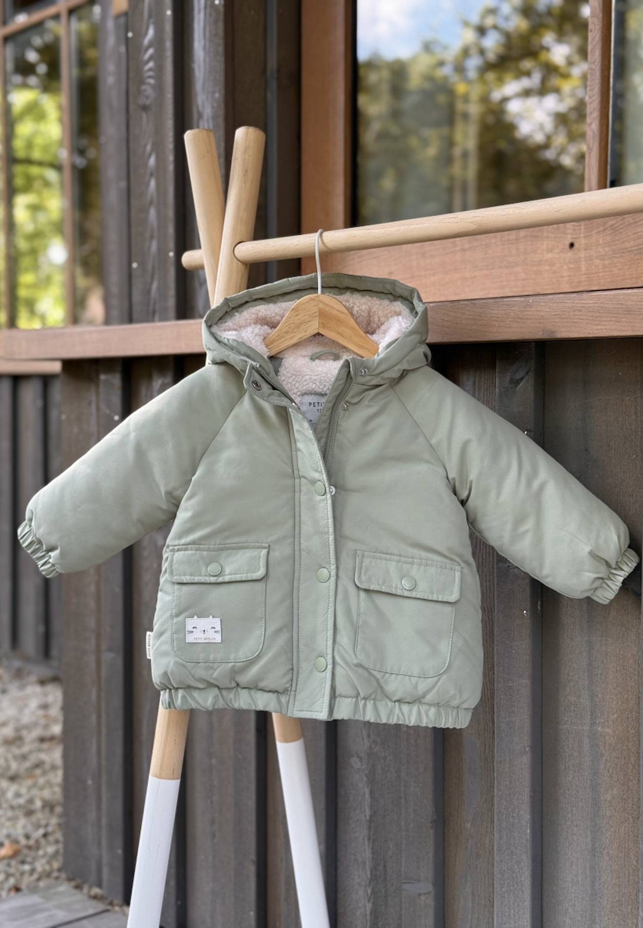 Manteau Enfant Imperméable Doublé Sherpa Lison Vert