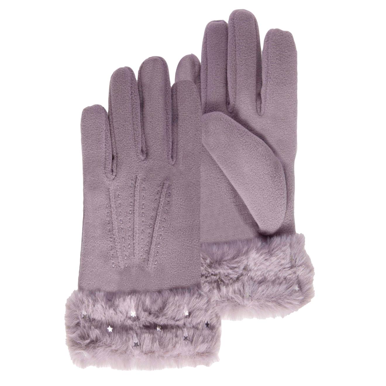 Gants 6/8 Ans En Polaire - Doublés Fausse Fourrure Gris