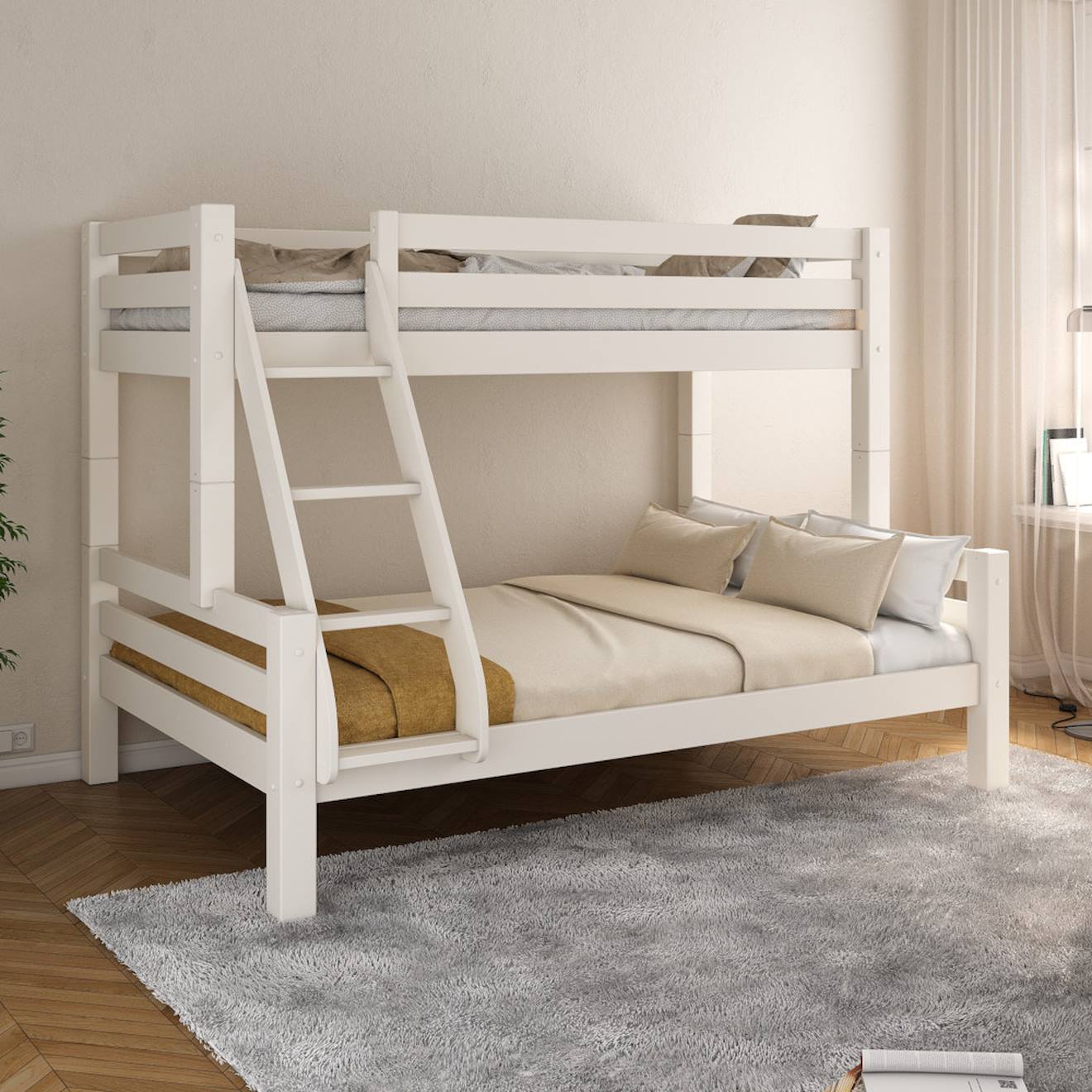 Lit Superposé H160 Séparable Extra-solide En Bois Massif Hercule Blanc Lit Superposé H160 Séparable Extra-solide En Bois Massif Hercule Blanc