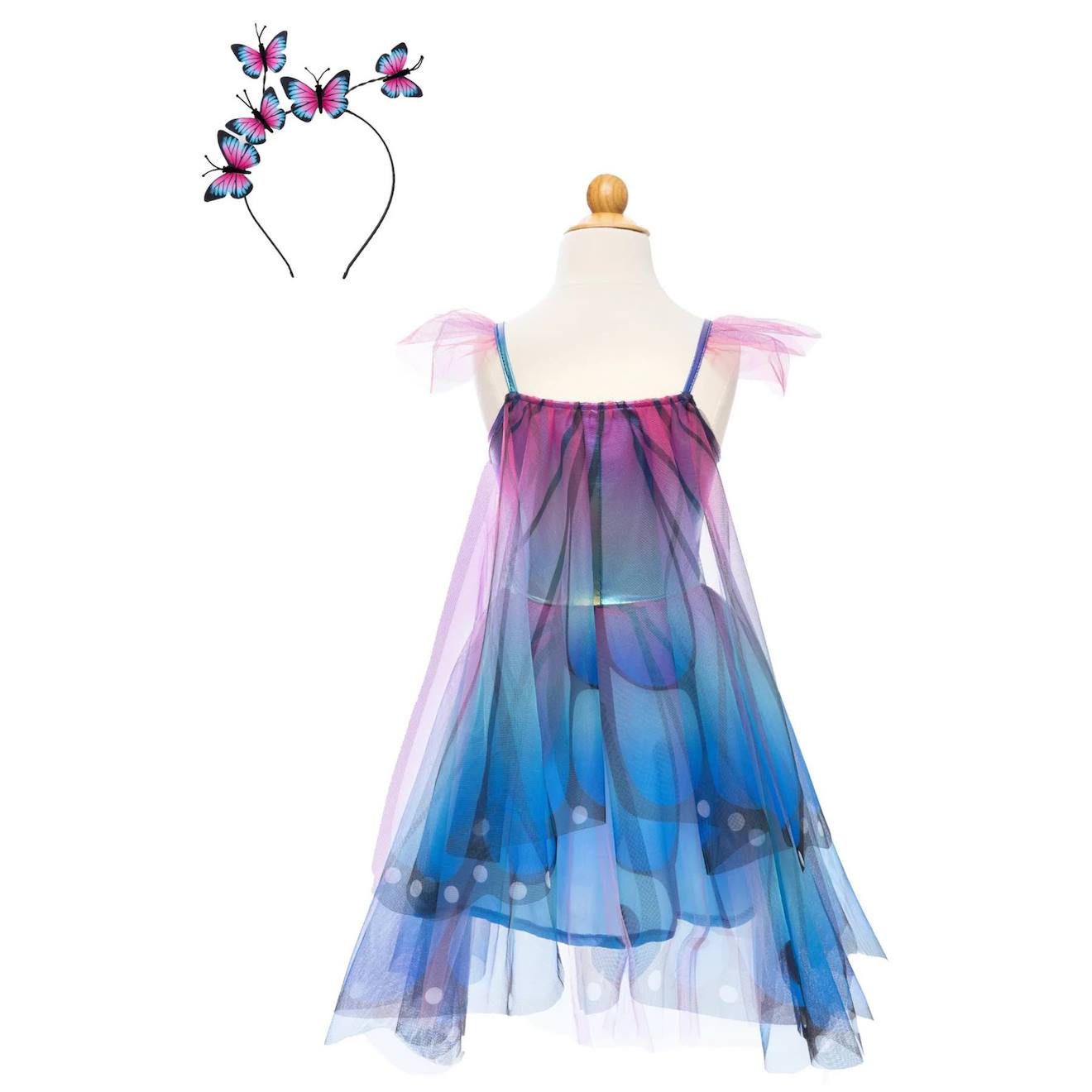 Déguisement Enfant – Robe De Fée Papillon Avec Ailes Et Serre-tête Bleu