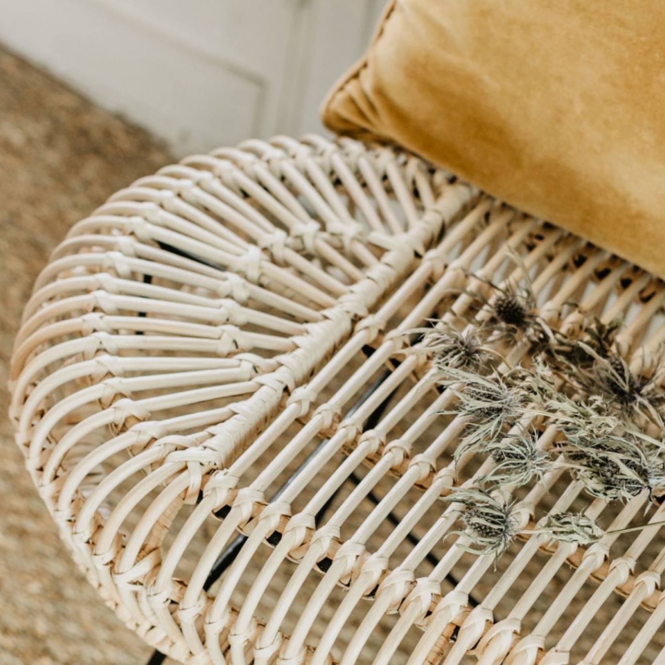 Banc Rotin Et Métal - Java Rotin Blanchi (Saudara) - Image 1