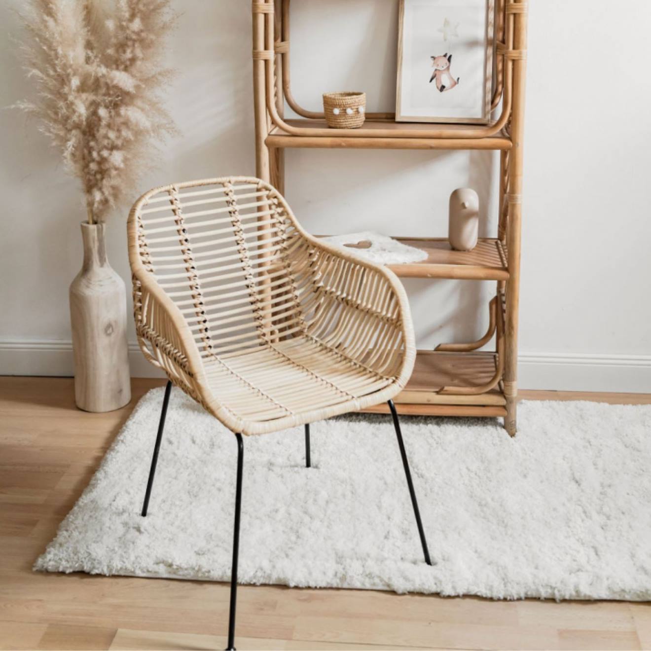 Fauteuil Enfant En Rotin Et Pieds Métal - Java Rotin Blanchi (Saudara) - Image 1