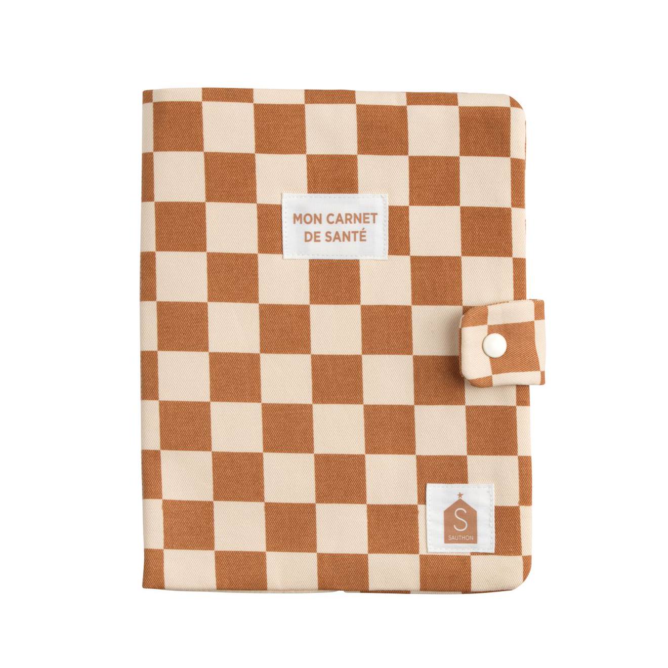Protège Carnet De Santé Damier En Coton - Petit Chou Caramel