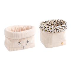 Lot de 2 panières de rangement en velours côtelé - leopard  - vertbaudet enfant